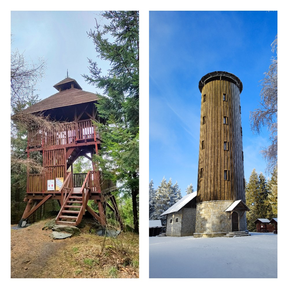 Dwie wieże Gór Złotych (Jawornik Wielki i Borówkowa z Przełęczy Jaworowej)